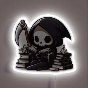 Cute Reaper Reading A Book RGB Neon Sign Cute Reaper Reading A Book RGB Neon Sign