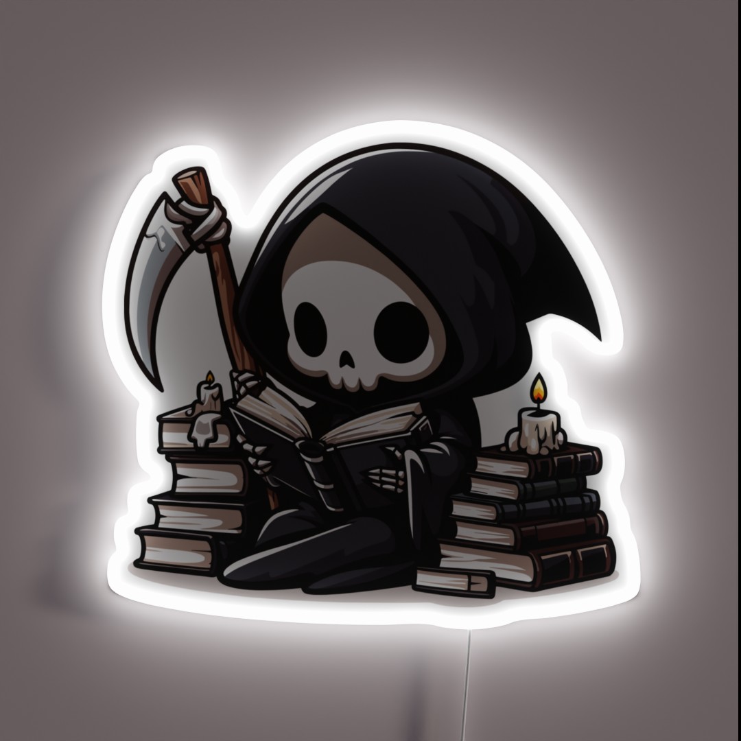 Cute Reaper Reading A Book RGB Neon Sign Cute Reaper Reading A Book RGB Neon Sign