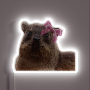 Cute Rock Hyrax Wearing Bow RGB Neon Sign