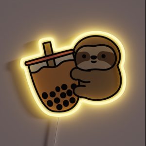 Cute Sloth Bubble Tea Kawaii Boba Milk Tea Happy Animal Gift For Him Gift For Her Children Pet Design RGB Neon Sign Cute Sloth Bubble Tea Kawaii Boba Milk Tea Happy Animal Gift For Him Gift For Her Children Pet Design RGB Neon Sign