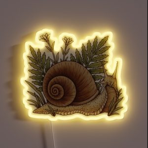Cute Snail Fern Slug Funny Snail Cottagecore Fairy Grunge Fairycore Woods Forestcore Mosscore Green Witch RGB Neon Sign