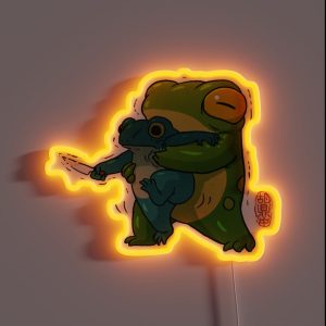 Cute Stabby Frog Being Held Back Let It Go Bro Artwork Asian Style RGB Neon Sign