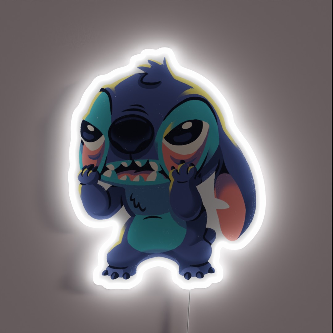 Cute Stitch Pattern 90s Kid Cartoon Alien RGB Neon Sign Cute Stitch Pattern 90s Kid Cartoon Alien RGB Neon Sign