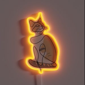 Cute Tri Color Cat Minimalist Line Art RGB Neon Sign