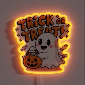 Cute Trick Or Treat Ghost RGB Neon Sign