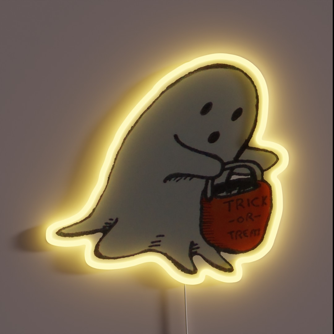 Cute Trick Or Treating Ghost RGB Neon Sign Cute Trick Or Treating Ghost RGB Neon Sign