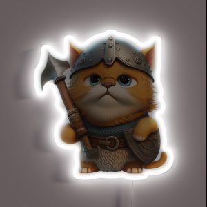 Cute Viking Cat Kitty Lovers Viking Cat RGB Neon Sign