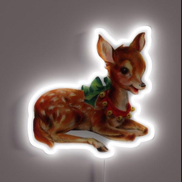 Cute Vintage Christmas Deer RGB Neon Sign