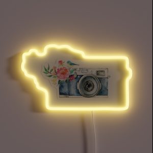 Cute Watercolor Vintage Camera RGB Neon Sign Cute Watercolor Vintage Camera RGB Neon Sign