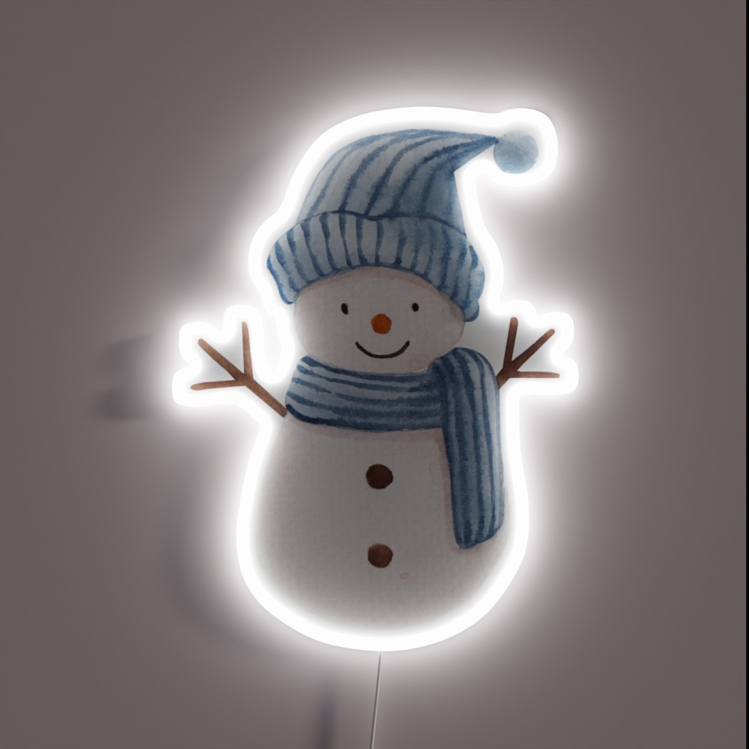 Cute Winter Holiday Snowman RGB Neon Sign Cute Winter Holiday Snowman RGB Neon Sign