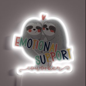Cute Work Besties Emotional Support Co Worker Sloth RGB Neon Sign
