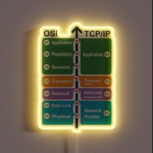 Cyber Security Hacker Networking Skills OSI Model Vs TCP IP RGB Neon Sign Cyber Security Hacker Networking Skills OSI Model Vs TCP IP RGB Neon Sign