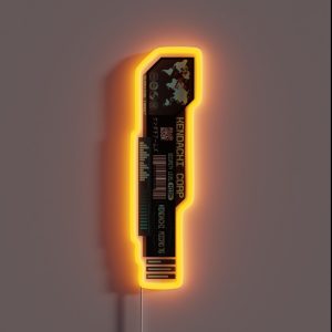Cyberpunk Corporation Security Level High Micro 76 RGB Neon Sign