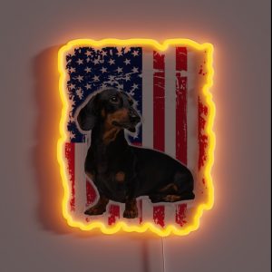 Dachshund America Flag 4th Of July RGB Neon Sign