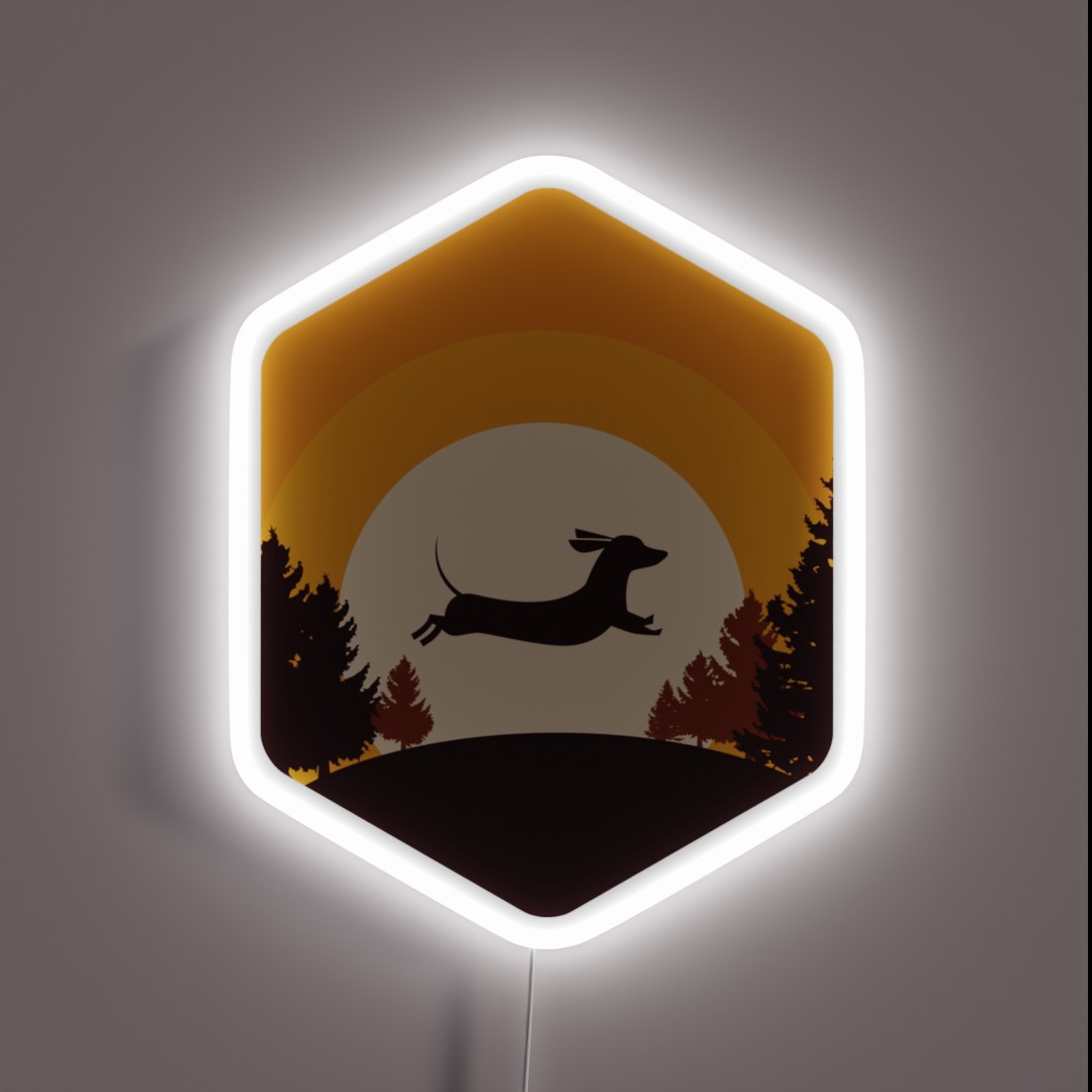 Dachshund Moon Sunset Design For Doxie Lovers RGB Neon Sign Dachshund Moon Sunset Design For Doxie Lovers RGB Neon Sign