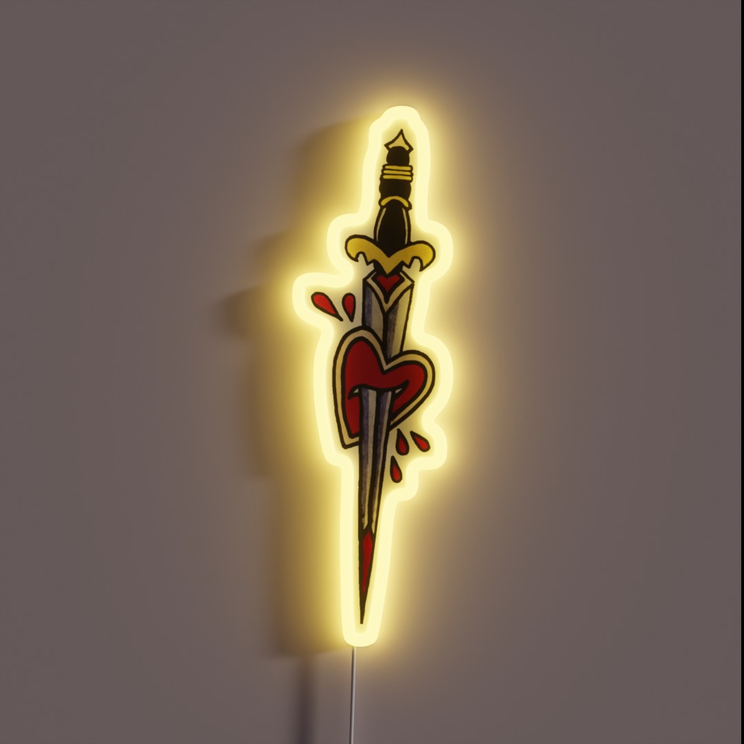 Dagger To The Heart RGB Neon Sign Dagger To The Heart RGB Neon Sign