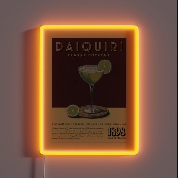 Daiquiri Cocktail Vintage Recipe Poster RGB Neon Sign