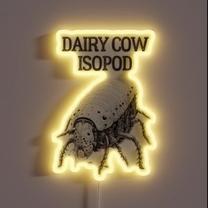 Dairy Cow Isopod Bug Unique Bug Art RGB Neon Sign