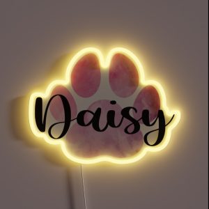 Daisy Pink Pet Name Paw Print RGB Neon Sign Daisy Pink Pet Name Paw Print RGB Neon Sign