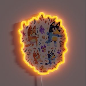 Dance Mode Bingo Bandit Chilli Heeler RGB Neon Sign