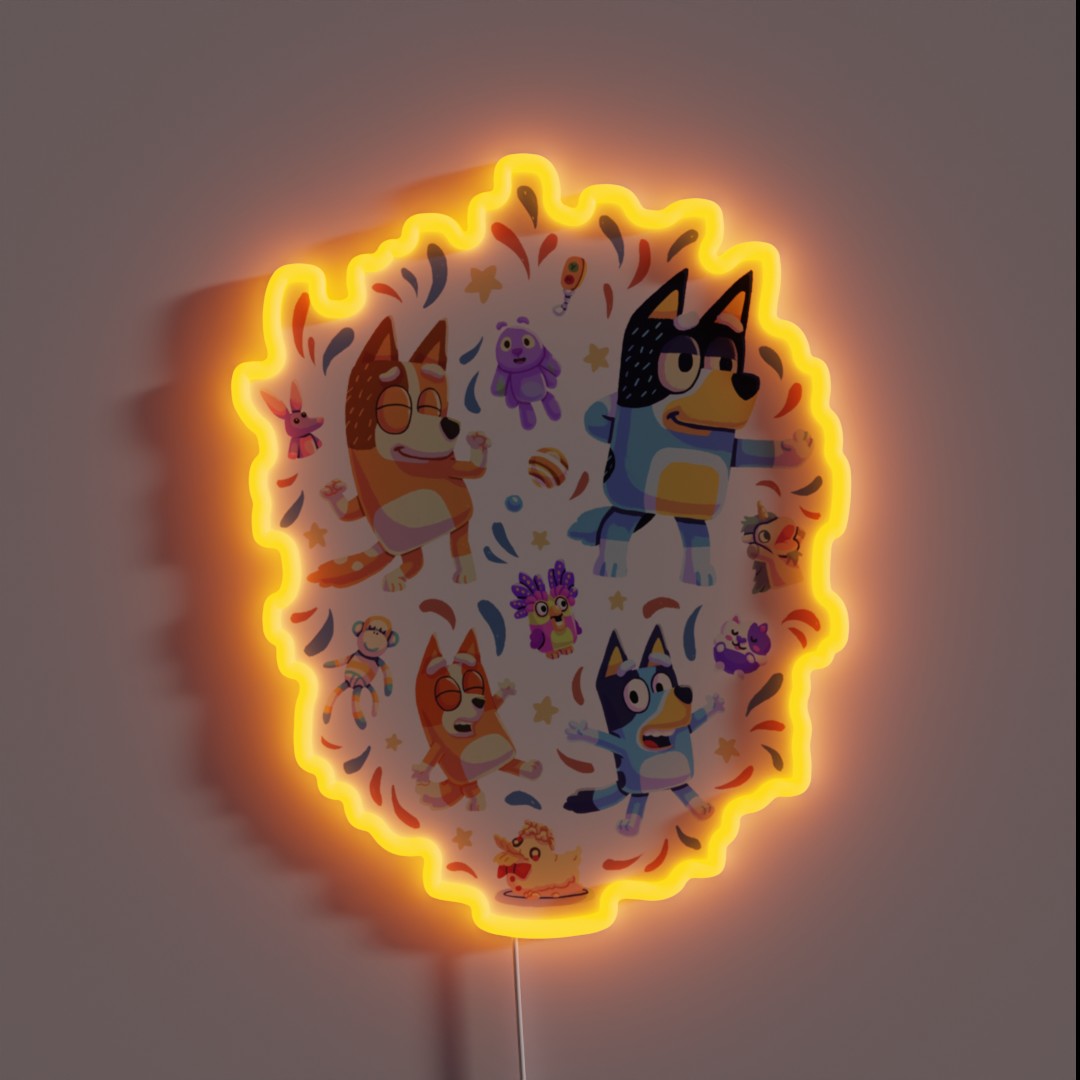 Dance Mode Bingo Bandit Chilli Heeler RGB Neon Sign Dance Mode Bingo Bandit Chilli Heeler RGB Neon Sign