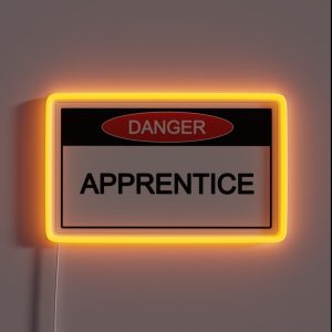 Danger APPRENTICE Funny Hard Hat RGB Neon Sign