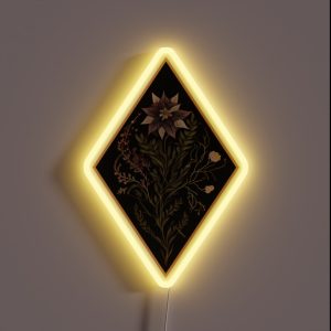 Dark Academia Diamond Flower RGB Neon Sign