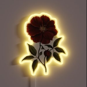 Dark Academia Victorian Red Flower RGB Neon Sign