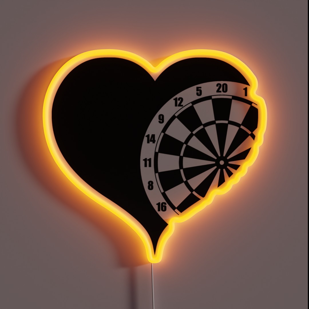 Dartboard With Heart Darts RGB Neon Sign Dartboard With Heart Darts RGB Neon Sign