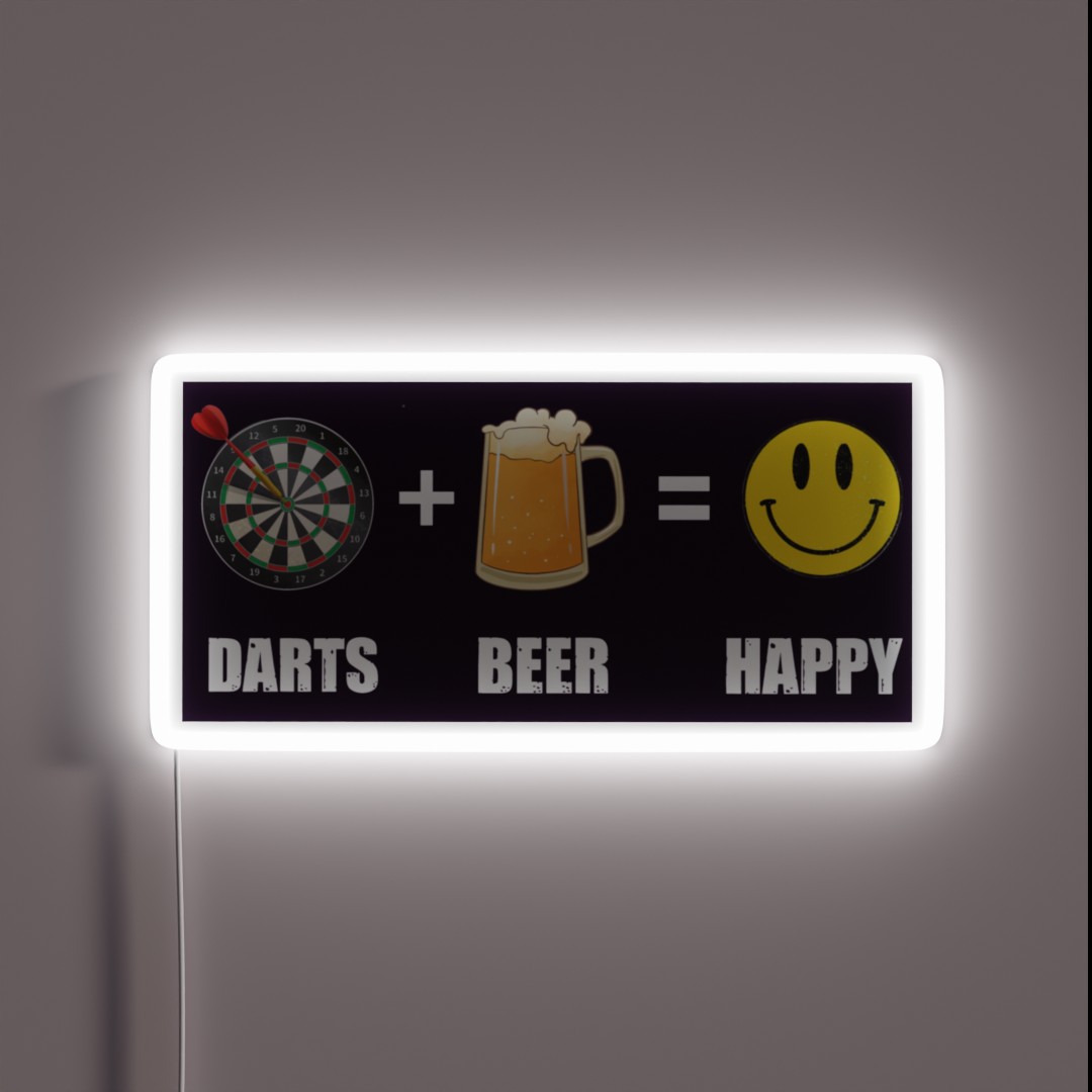 Darts And Beer Make Me Happy Funny Darts RGB Neon Sign Darts And Beer Make Me Happy Funny Darts RGB Neon Sign