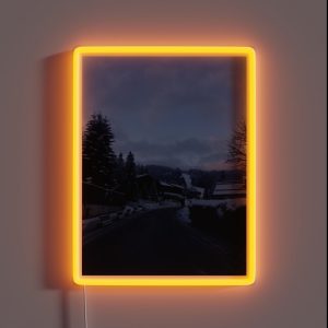 Dawn In A Snowy Mountain Village RGB Neon Sign