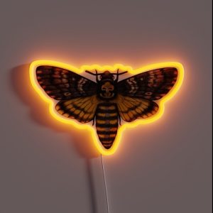 Deathhawk Moth Entomology Cottagecore Fairy Grunge Grimoire Witchcraft Green Witch Forestcore Whimsigoth Dark Academia Wicca RGB Neon Sign