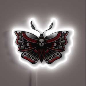 Deathhead Moth 02 Traditional Tattoo RGB Neon Sign
