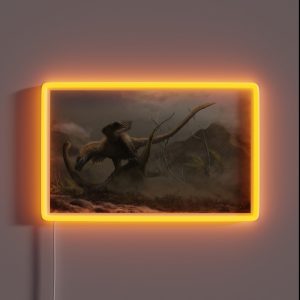 Deinonychus And Unhappy Sauroposeidon RGB Neon Sign