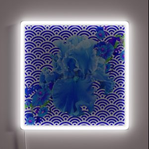 DELICATE BLUE WHITE BEARDED IRIS FLOWER BLUE PATTERN ART RGB Neon Sign