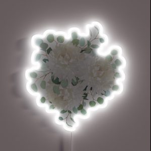 Delicate Creamy White Chrysanthemum Flowers Bouquet RGB Neon Sign