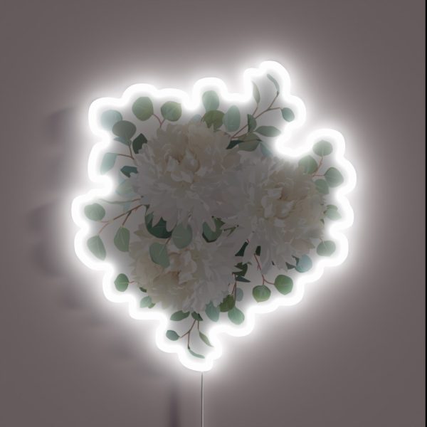 Delicate Creamy White Chrysanthemum Flowers RGB Neon Sign