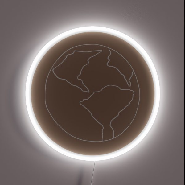 Delicate Earth Line Art RGB Neon Sign