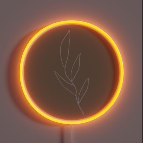 Delicate Leaf Line Art RGB Neon Sign