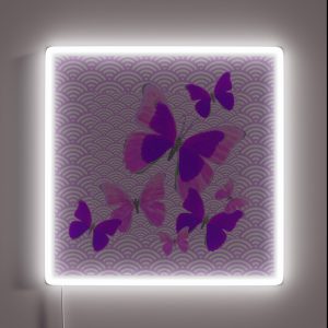 DELICATE PINK PURPLE FLYING BUTTERFLIES PATTERN ART RGB Neon Sign