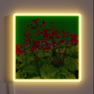DELICATE RED FLOWERS GREEN GARDEN ART RGB Neon Sign
