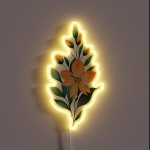 Delicate Watercolor Flower Minimalistic Art RGB Neon Sign