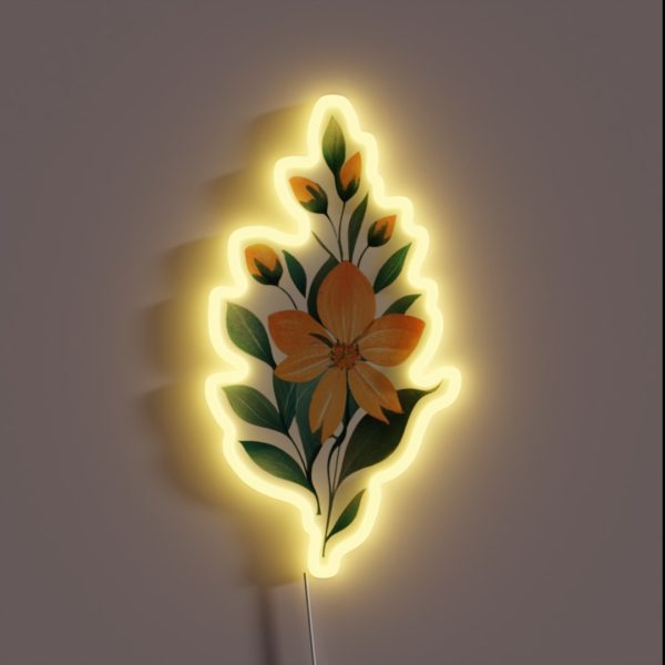 Delicate Watercolor Flower Minimalistic Art RGB Neon Sign