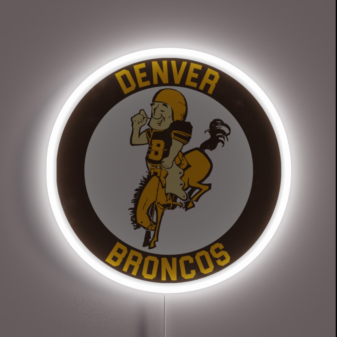 Denver Broncos Retro Fan Art Design RGB Neon Sign Denver Broncos Retro Fan Art Design RGB Neon Sign