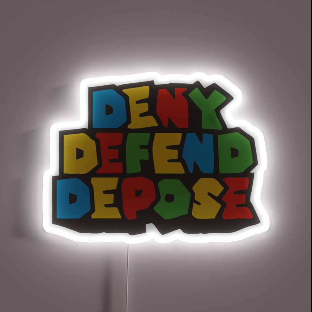 Deny Defend Depose Free Luigi Super Bro Design RGB Neon Sign Deny Defend Depose Free Luigi Super Bro Design RGB Neon Sign
