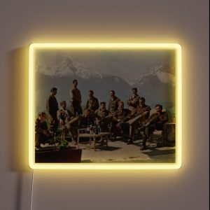 Dick Winters And His Easy Company Lounging At Eagle S Nest Hitler S Former Residence In The Bavarian Alps 1945 RGB Neon Sign Dick Winters And His Easy Company Lounging At Eagle S Nest Hitler S Former Residence In The Bavarian Alps 1945 RGB Neon Sign