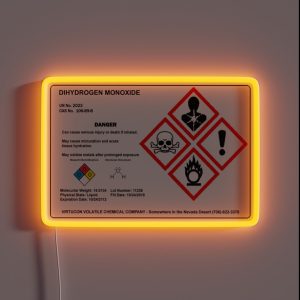 Dihydrogen Monoxide Label RGB Neon Sign