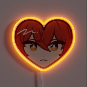 Diluc Genshin Impact Heart RGB Neon Sign