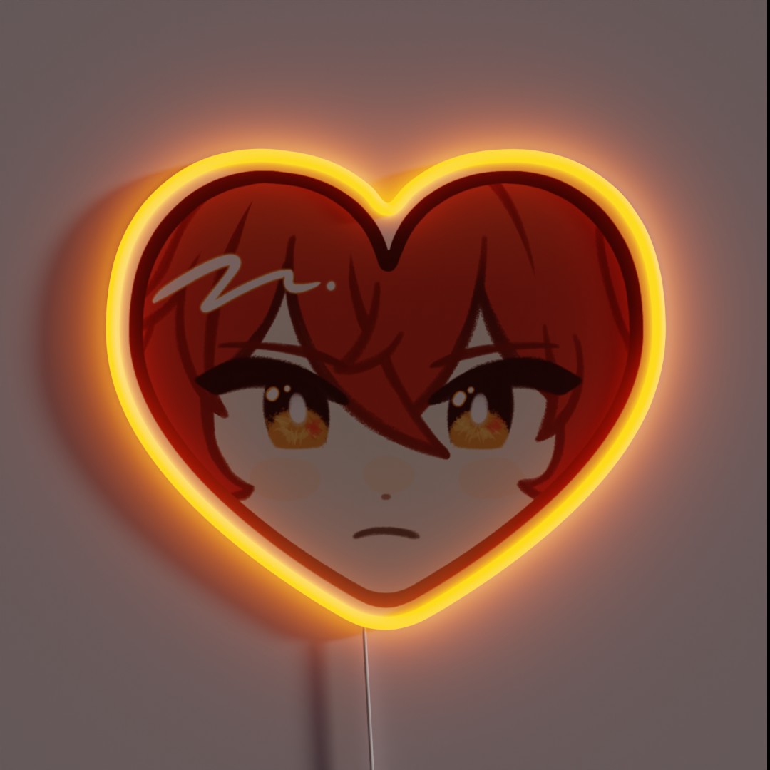 Diluc Genshin Impact Heart RGB Neon Sign Diluc Genshin Impact Heart RGB Neon Sign