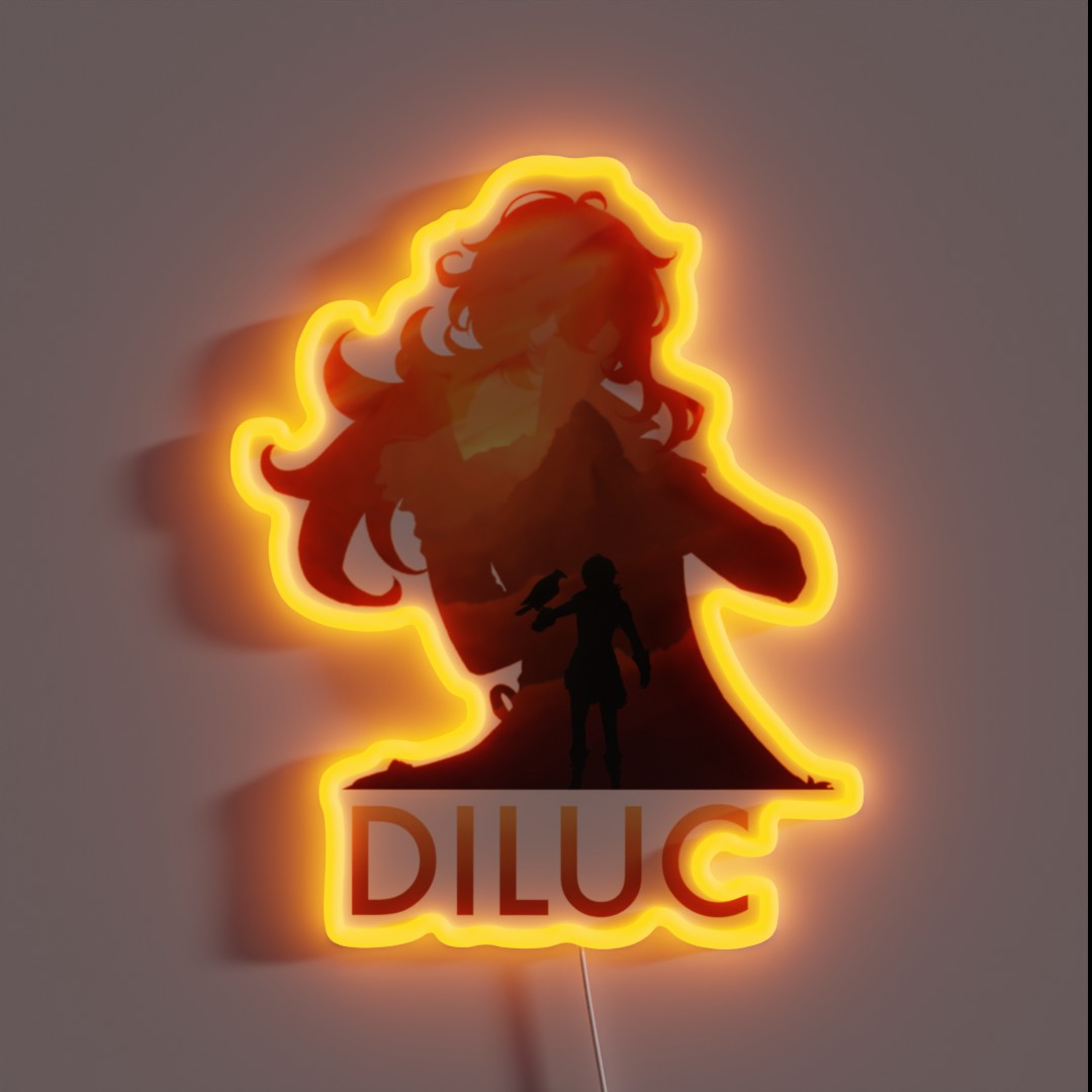 Diluc Genshin Impact Silhouette Design No RGB Neon Sign Diluc Genshin Impact Silhouette Design No RGB Neon Sign